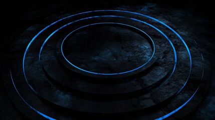 Aufkleber - Blue circle with a dark background. The circle is surrounded by a dark area