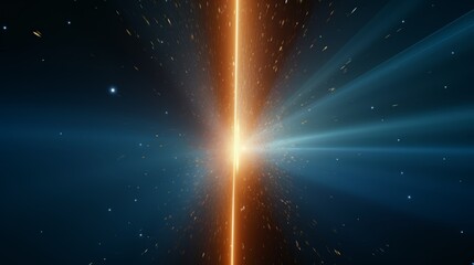 Poster - Bright orange light is shining through a dark sky. The light is surrounded by a lot of stars and the sky is filled with a lot of light