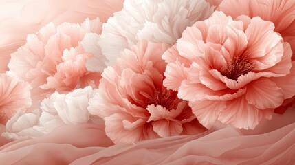 Poster - Close up of a bouquet of pink and white flowers. The flowers are arranged in a way that they appear to be in a vase, with the pink flowers taking up most of the space
