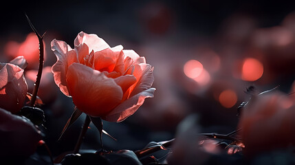 Poster - Close up of a pink flower with a dark background. The flower is the main focus of the image, and the dark background creates a sense of depth and contrast