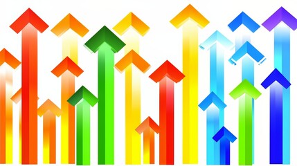 Poster - Colorful array of arrows pointing in different directions. The arrows are of various colors and sizes, and they are arranged in a way that creates a sense of movement and energy