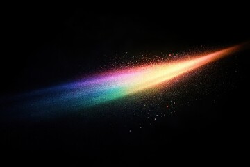 Poster - Colorful warm rainbow light leaks creating a mesmerizing glow against a dark background in an abstract display of vibrant hues and sparkling particles