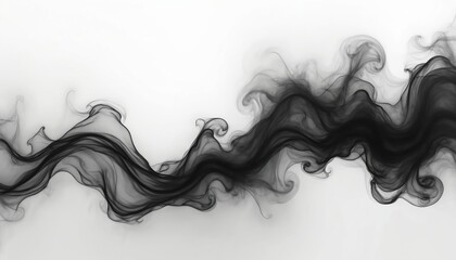 Leinwandbilder - Abstract black smoke on white background. Wave form with artistic flowing motion. Elegant design element for overlaying or background use. Creative modern art.
