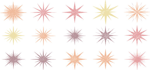 Crayon star, hand drawn pencil or brush doodle pattern. Pastel texture. Color background with star figure. Vector chalk kid sketch shape. Sparkle icon sticker. Crayon pastel kindergarten scribble bg.