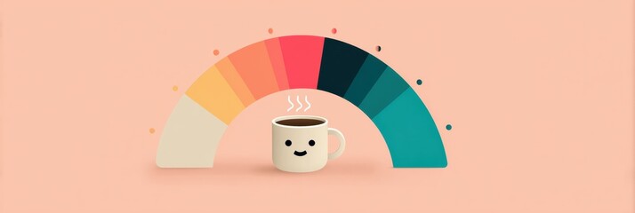 Poster - Mood Scale Featuring a Coffee Icon With a Bright Upper Zone Indicating a Transition From Anxious to Calm