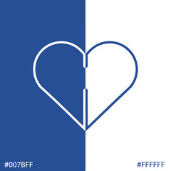 Fototapete - Modern Heart Symbol: A sleek and contemporary minimalist design showcases a heart symbol, artfully divided into two distinct color blocks: deep blue and white, symbolizing harmony and balance.