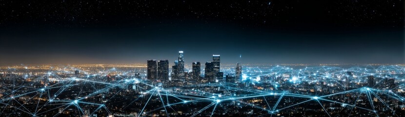 Poster - The city's technology connectivity is abuzz in a blue tone