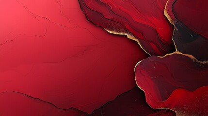 Poster - Red background with gold accents and a red flower. The background is a mix of red and gold, giving it a luxurious and elegant feel. The red flower adds a pop of color