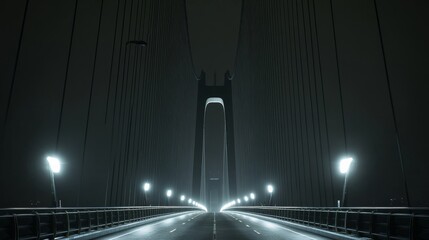 Poster - A nighttime cityscape that includes a bridge, city skyline, and light trails
