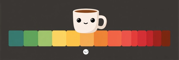 Poster - Scale Displaying Mood From Anxious to Calm With a Coffee Cup Illustrating Comfort and Relaxation in a Bold and Vibrant Design