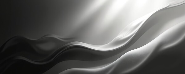 Leinwandbilder - Monochrome abstract background with soft gradients. Dynamic light beams create high contrast. Geometric lines, stripes, grey tones, white, black. Ideal for banner design, poster, modern tech,