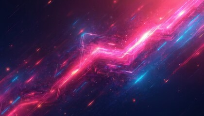 Poster - Abstract digital painting with vibrant geometric shapes and lines. Dynamic energy bursts through neon colors. Artwork suitable for tech, music events, techno parties, modern design.
