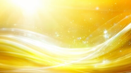 Leinwandbilder - Yellow and white background with a wave and stars. Scene is bright and cheerful
