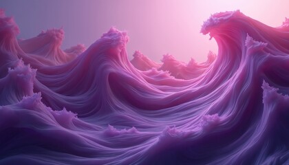Poster - abstract digital artwork features swirling waves of purple. textured fluid design creates dynamic mo