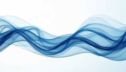 Leinwandbilder - Abstract blue wave design flows across white background. Modern graphic design elements for banners posters corporate wallpaper web design. Stylish dynamic wavy lines create motion. Trendy visual