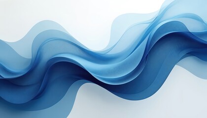 Leinwandbilder - Abstract illustration depicts blue wave flow on white background. Dynamic design element represents motion liquid and fluid concept. Modern artwork with smooth wavy line for tech and web design.