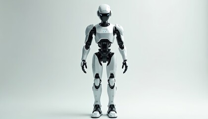 Poster - full body front view of modern humanoid robot isolated on white background. contemporary advanced ro