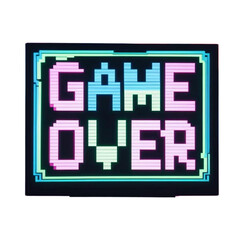 Fototapete - Retro pixel art game over led sign for gaming room decor and vintage arcade aesthetic wall art decoration