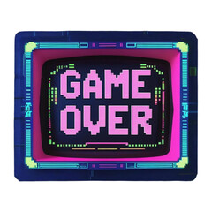 Fototapete - Retro game over screen illustration pixel art style vintage gaming console arcade design for gamers and nostalgia