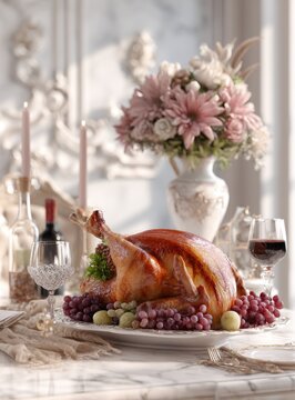 Roasted Turkey Holiday Dinner Setting