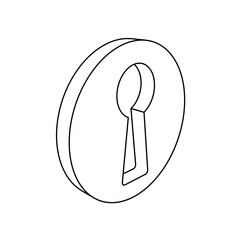 Poster - The outline of a large keyhole symbol is made with black lines. 3D view of the object in perspective. Vector illustration on white background