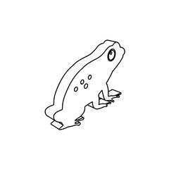 Poster - The outline of a large frog symbol is made with black lines. 3D view of the object in perspective. Vector illustration on white background