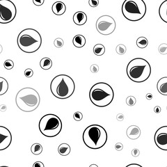 Poster - Seamless vector pattern with a drop of oil symbols, creating a creative monochrome background with rotated elements. Illustration on transparent background