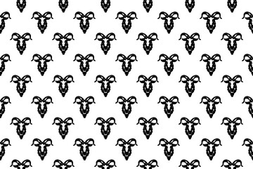 Poster - seamless pattern completely filled with outlines of goat symbols. elements are evenly spaced. illust