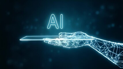 Poster - AI Hand Holding Transparent Tablet