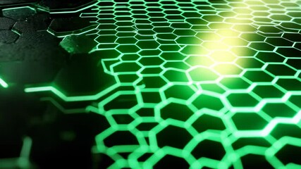 Poster - Abstract Green Hexagon Network Animation
