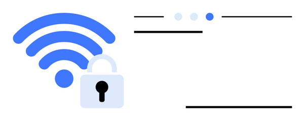 Poster - wireless signal icon paired with a lock symbol representing internet security. nearby interface elem