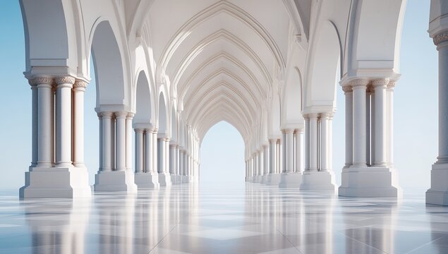 White Pixelated Architecture Corridor