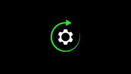 Poster - A green circular arrow around a white gear symbol represents update processing system operation or settings for user interface elements