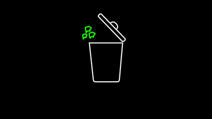 Poster - Digital illustration of a trash can symbol representing delete recycle or recycle bin on black background