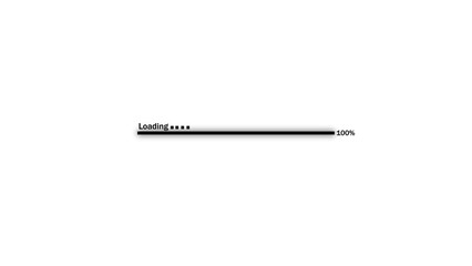 Fototapete - Simple black and white loading bar graphic indicating 100 percent completion on a clean white background ideal for website design and digital user interfaces