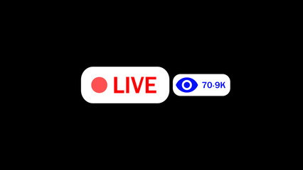 Poster - Live streaming interface with viewership count on black background a digital concept representing broadcast watching and online engagement