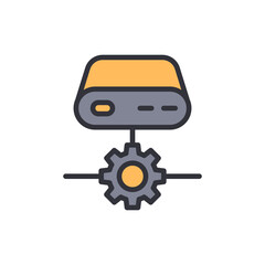 Poster - Server Configuration With Gear Mechanism On Transparent Background