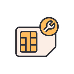 Poster - Stylized Sim Card Icon With Wrench Symbol For Repair Or Setting