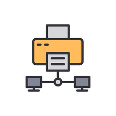 Poster - Networked Printing System Represented With Modern Graphic Iconography
