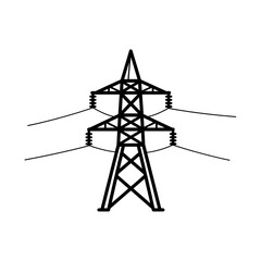 Power line tower isolated on transparent background