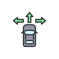 Poster - Automobile Surrounded By Arrows Representing Driving Directions Choices