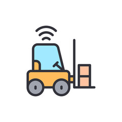 Poster - Stylized Forklift Truck With Wireless Connectivity For Modern Logistics
