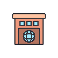 Poster - stylized global data center icon with vibrant tones isolated
