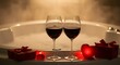 © Deep Stock - Romantic Red Wine Glasses by Hot Tub with Candles and Gifts