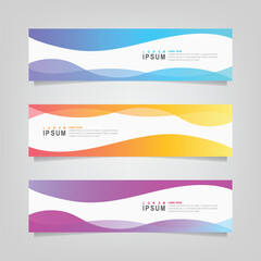 Fototapete - Vector abstract wavy banner set design,  web banner template.