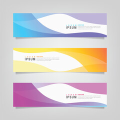 Fototapete - Vector abstract wavy banner set design,  web banner template.