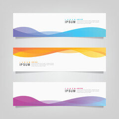 Fototapete - Vector abstract wavy banner set design,  web banner template.
