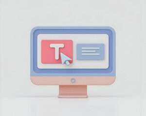 Fototapete - Pastel Computer Screen Displaying Text Editing Interface with Cursor