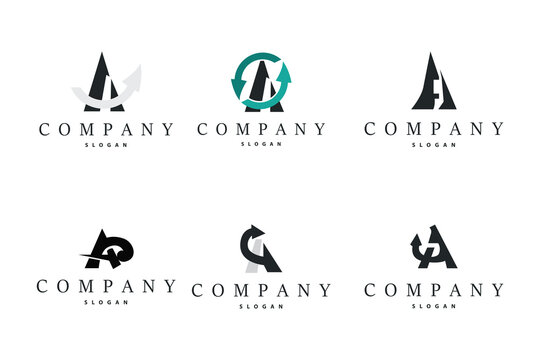Set Bundle Minimal Initial A Letter Logo, Modern And Luxury Geometric Design, Icon Vector Template Element