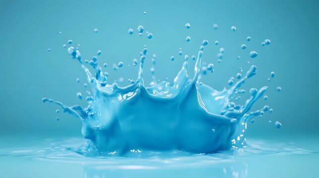 Light blue liquid splash on a light blue surface.
